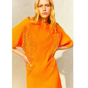 H&M Orange Crochet Cotton Knit Mini Dress
